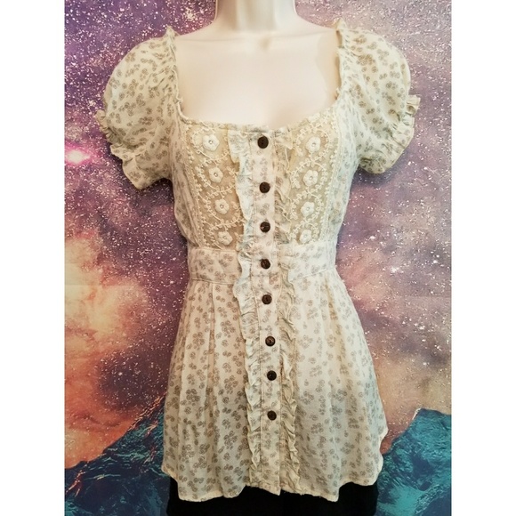 Anthropologie Tops - Anthropologie Boho Peasant Lace Blouse Top